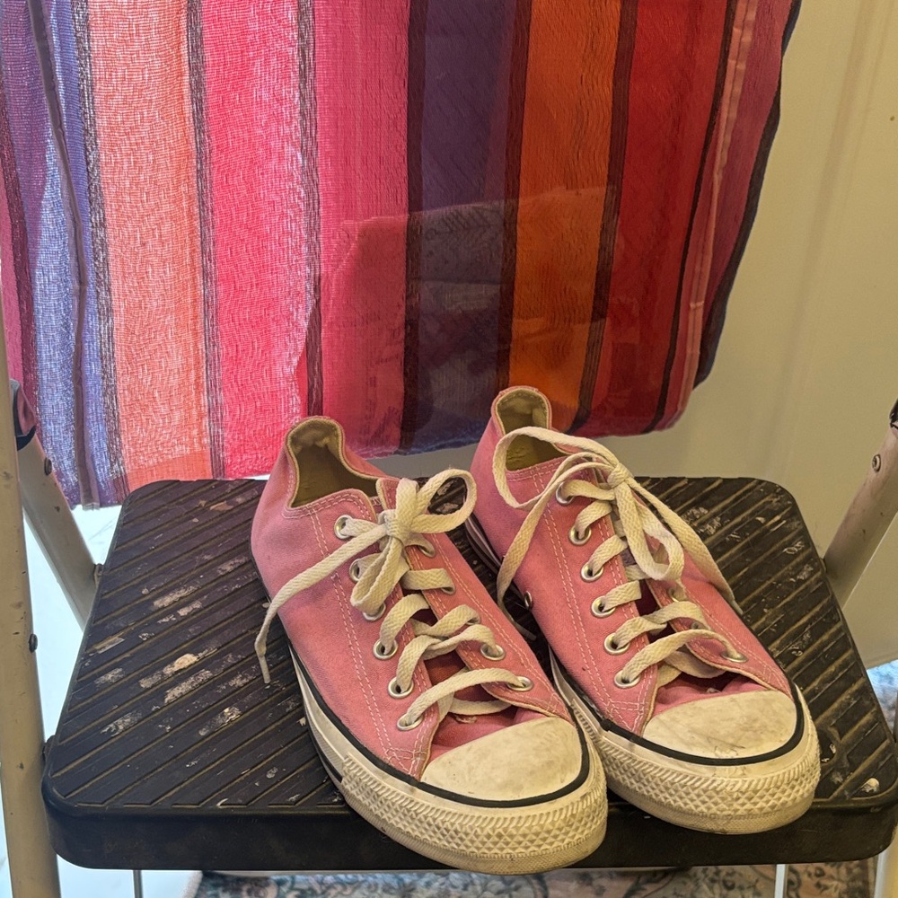 Converse Pink Canvas Sneakers with White Accents